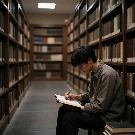 Melancholic Scholar in Ancient Library