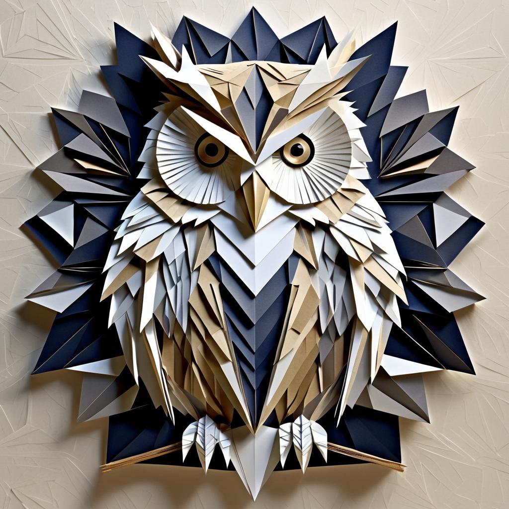 Majestic Origami Owl in Surreal Art