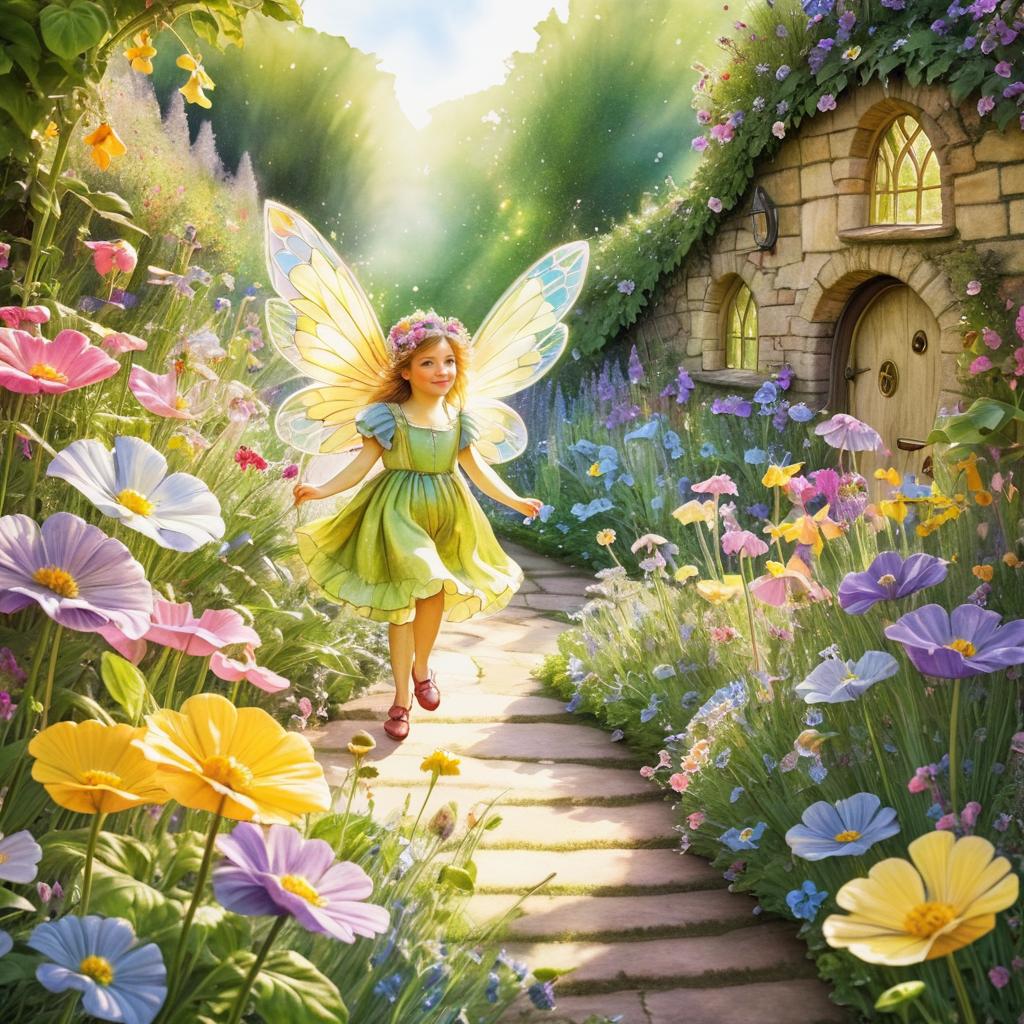 Whimsical Fairy in Vibrant Flower Garden