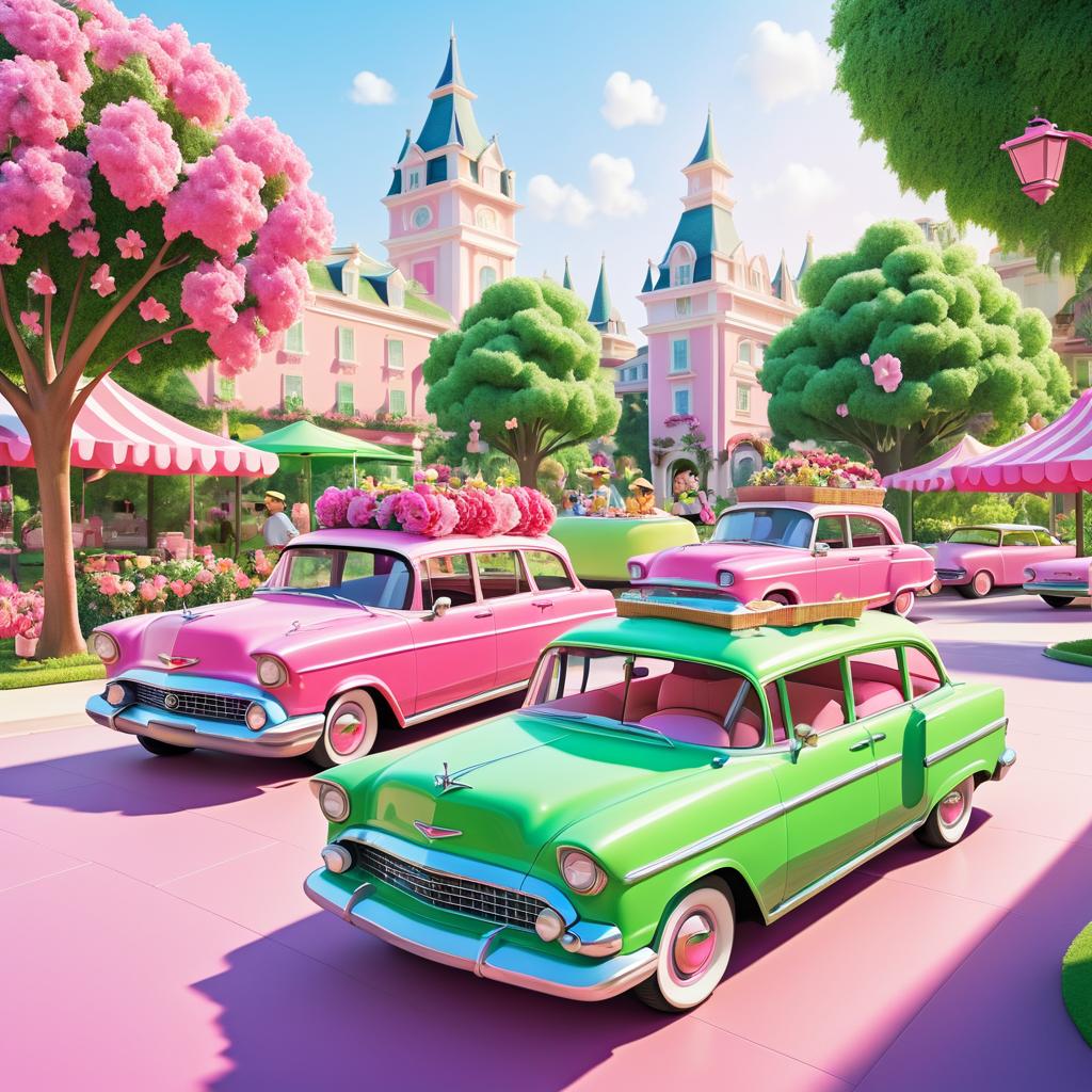 Whimsical Cars in a Playful Park