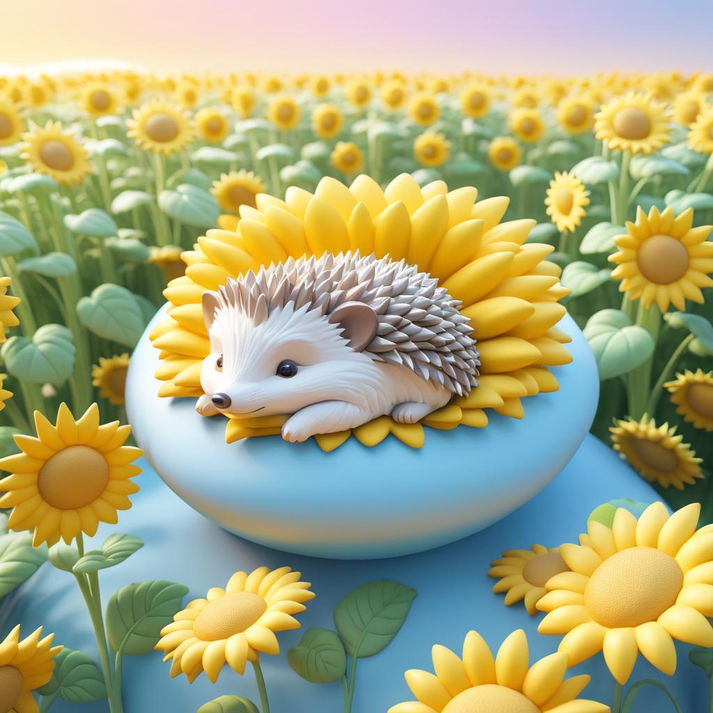 Ethereal Hedgehog on a Cloud Illustration