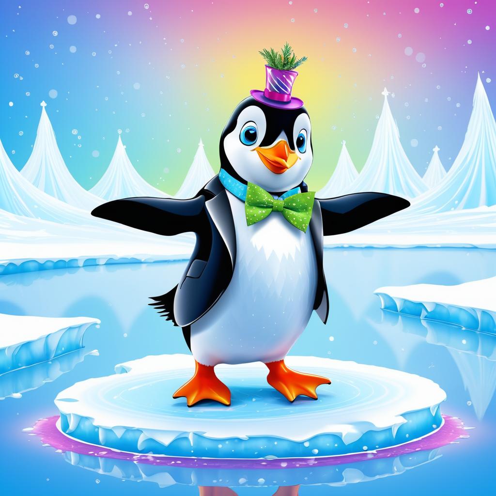 Whimsical Penguin in a Bow Tie Dance