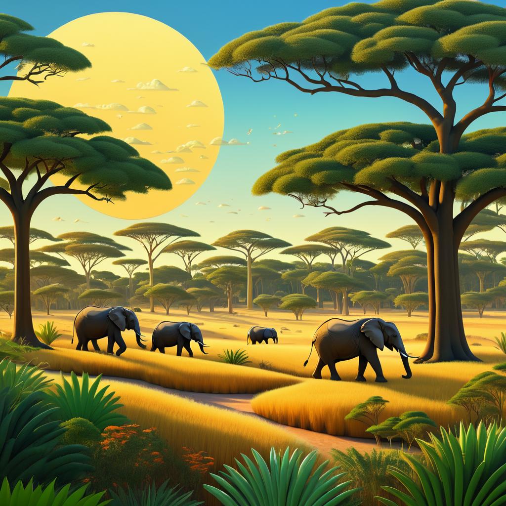 Dreamy African Savanna in Vibrant Colors