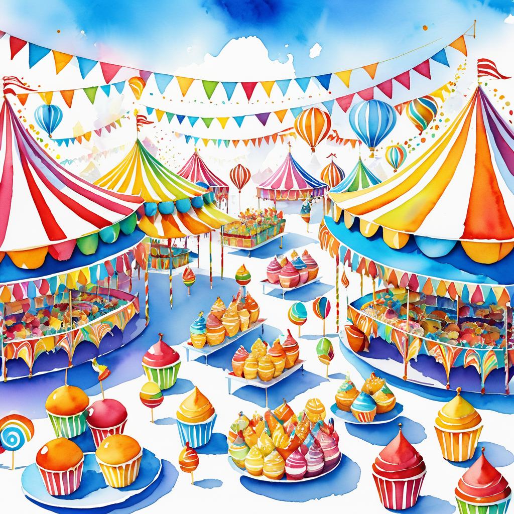 Vibrant Carnival Scene in Watercolor