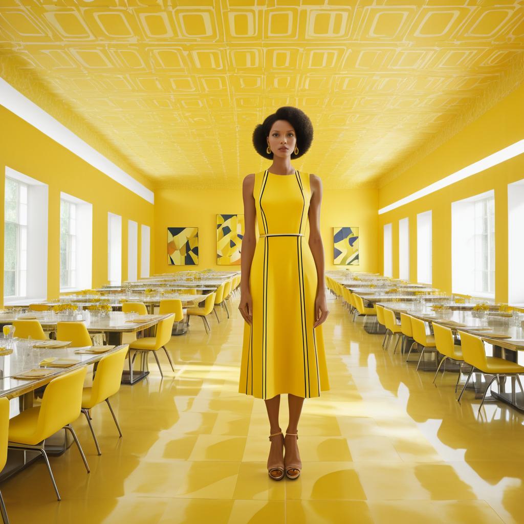 Chic Yellow Sundress in Art-Deco Elegance