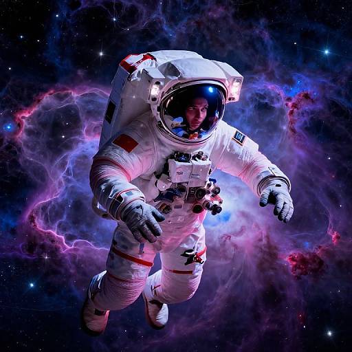Astronaut in Kaleidoscopic Nebula
