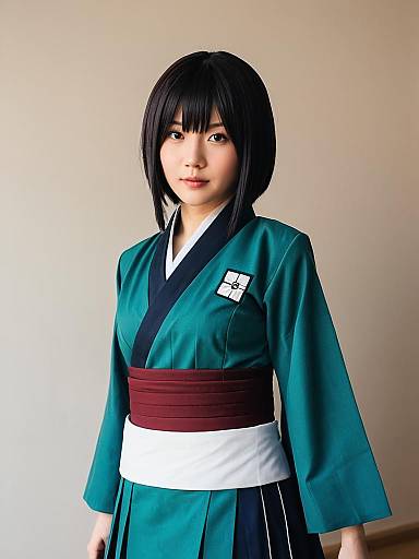 Woman Cosplaying Wakaba Saegusa Character