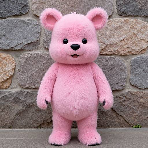 Pink Furby Costume Standing Outside