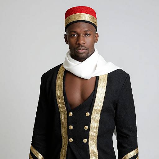 Man in Black and Gold Attire