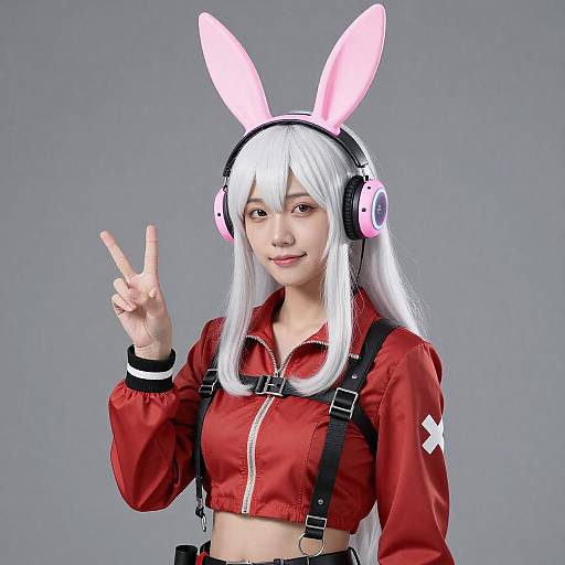 Futuristic Asian Woman with Rabbit Headset