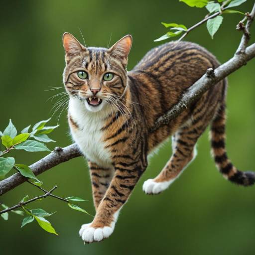 Charming Brown Tabby Cat on Branch Charming Brown Tabby Cat on Branch