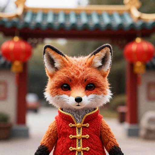 Hyper Realistic Wool Fox in Chinatown