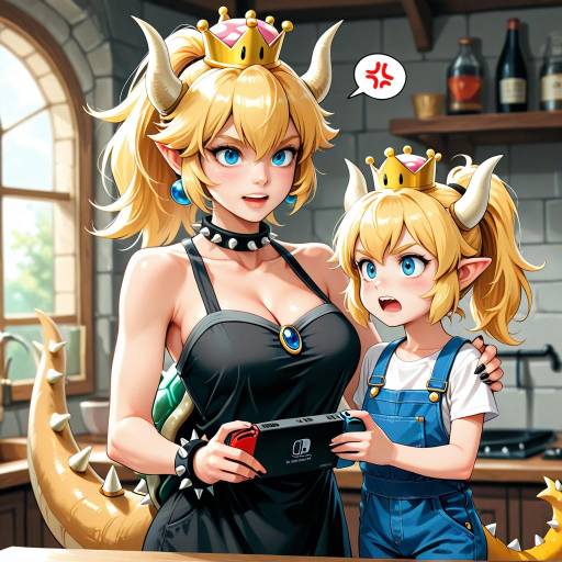 Bowsette Family: A Whimsical Nintendo Scene