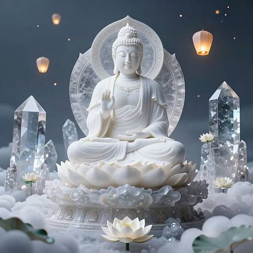 White Buddha Meditating on Crystal Mountain
