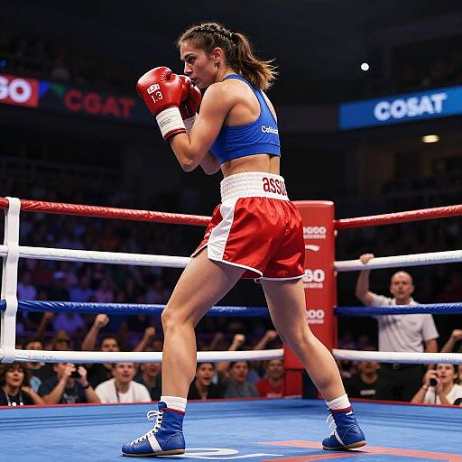 Realistic Female Boxer in Ring