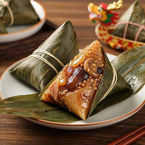 Elegant Zongzi with Festive Dragon Boat Elements
