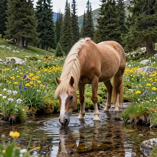 Wild Horse at Mountain Stream