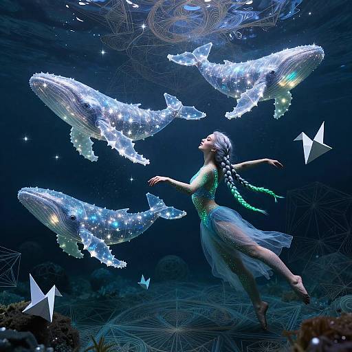 Nonbinary Dancer's Bioluminescent Origami Metamorphosis