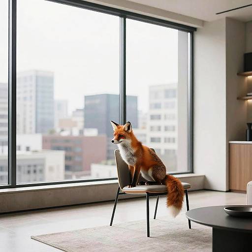 Fox in Minimalist Modern Interior