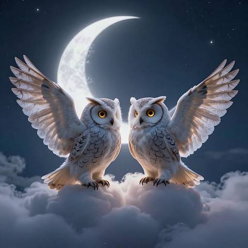 Ethereal Owls on Dreamy Cloudscape