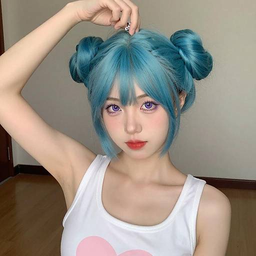 Young Woman with Turquoise Buns