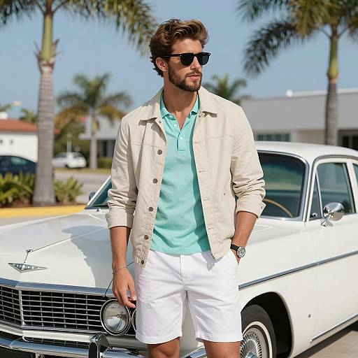Stylish Young Man by Classic Car