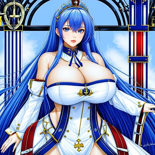 Illustration of Alsace (azur lane), azur lane in the style of Hyudora