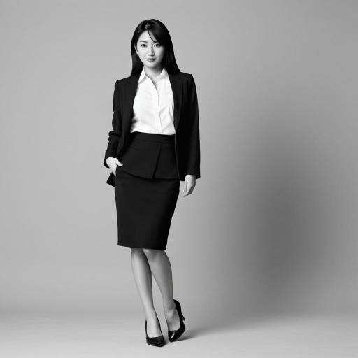 Professional Asian Businesswoman in Black Suit
