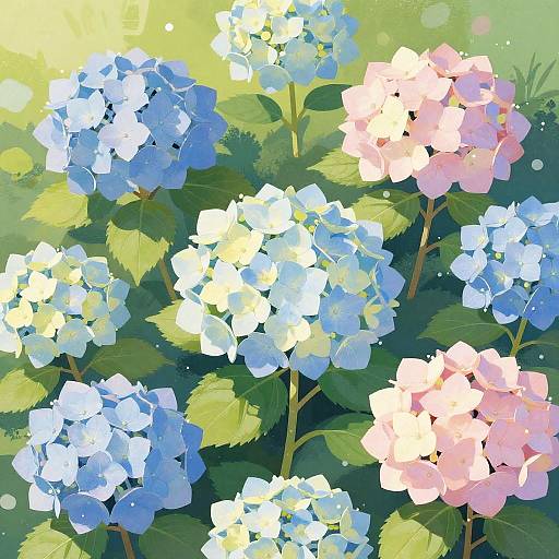 Dreamy Whimsical Hydrangea Illustration