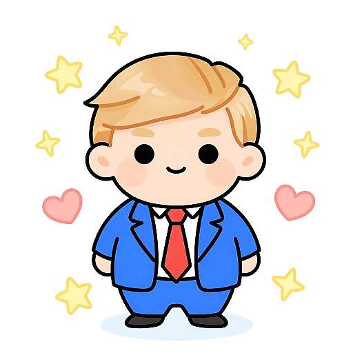 Playful Cartoon Trump with Stars