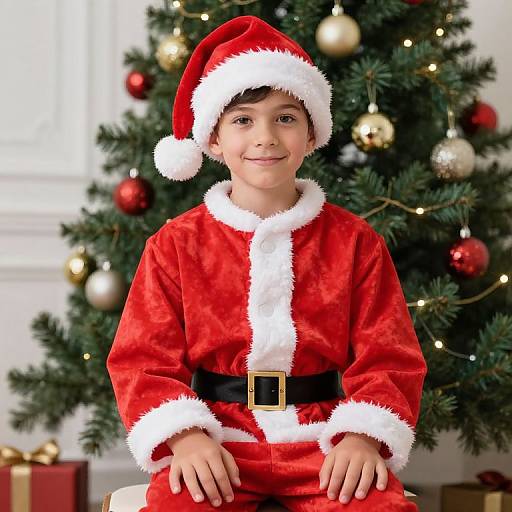 Boy in Professional Santa Suit