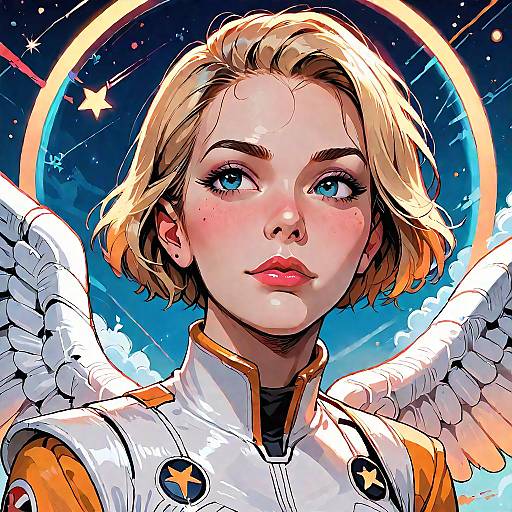 Blonde Angel in Retro Star Trek Sky