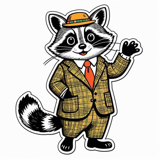 Anthropomorphic Raccoon in Tweed Suit Sticker
