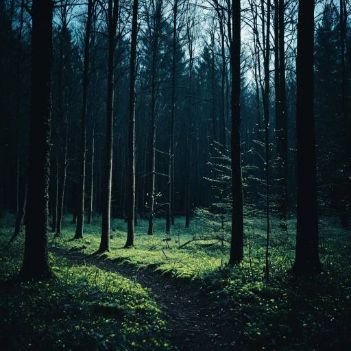 Midnight Forest with Spring Growth