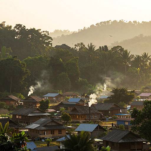 Sunrise Panorama of Tranquil Village