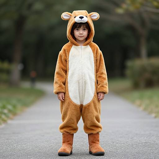 Realistic Child in Animal Costume Outdoors