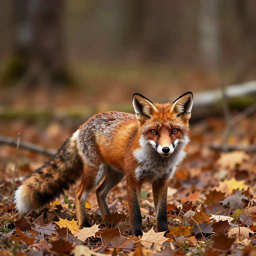 Red Fox in Autumn Woodland