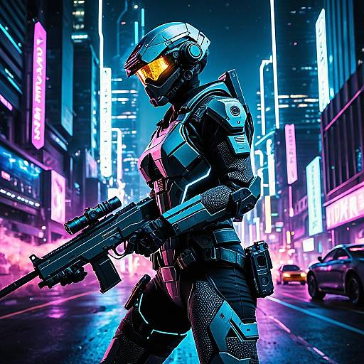 Futuristic Cyber Scout in Neon City