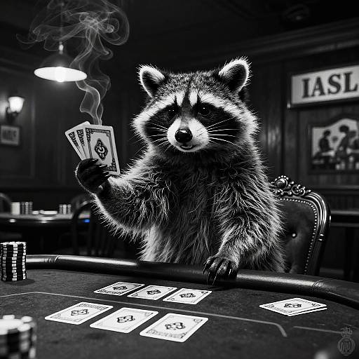 Noir Raccoon Gambler in Vintage Saloon