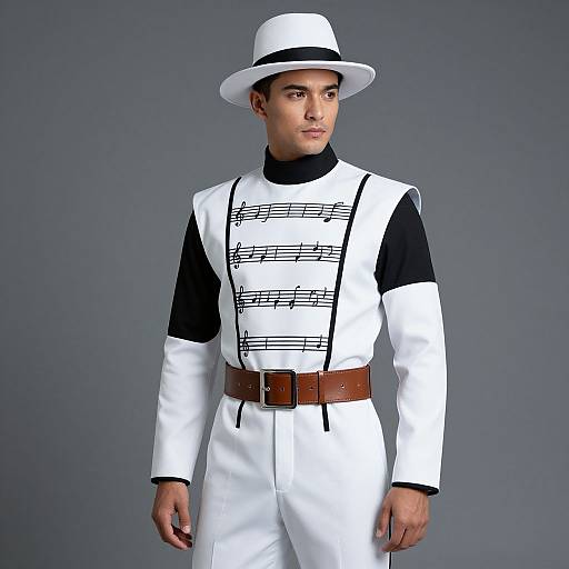 Man in Sheet Music Costume