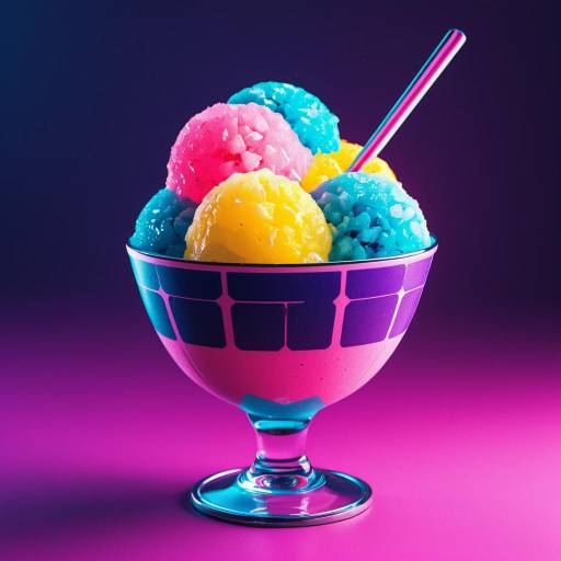 Cyberpunk Styled Neon Shaved Ice Dessert