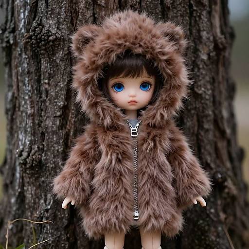 Doll in Brown Fur Coat