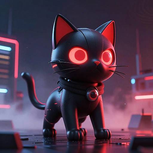 Futuristic Neon Android Assassin Cat