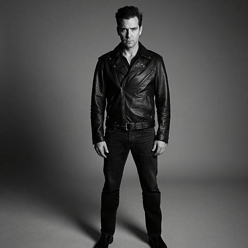 Black-and-White Portrait of Stern Man