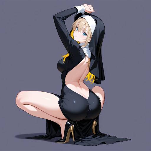 Athletic Nun Dancing with Radiant Smile Athletic Nun Dancing with Radiant Smile