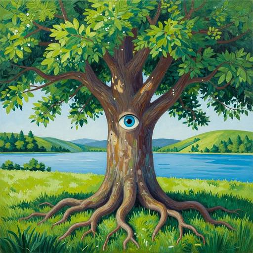 Whimsical Sycamore Tree Painting
