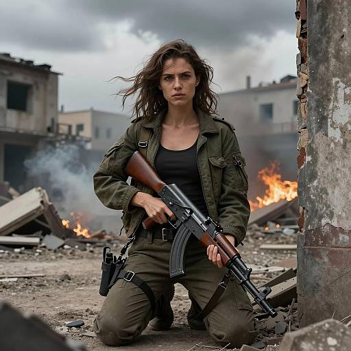 Cinematic Scene of Resolute Warrior Woman