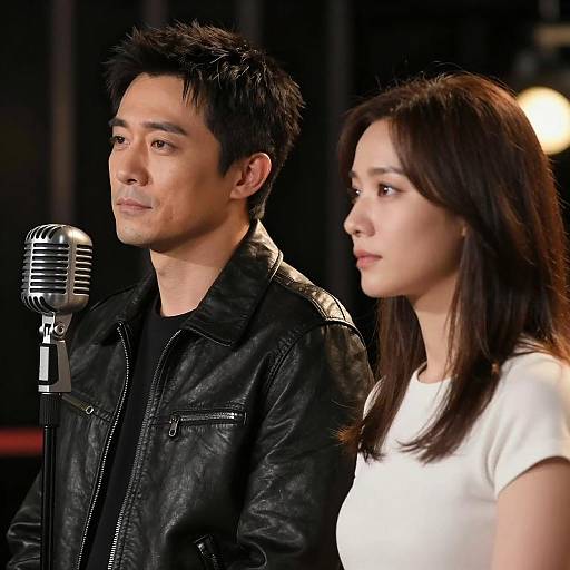 Man and Woman by Vintage Microphone