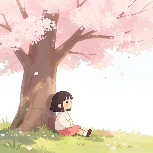 Dreamy Girl Under Cherry Blossoms