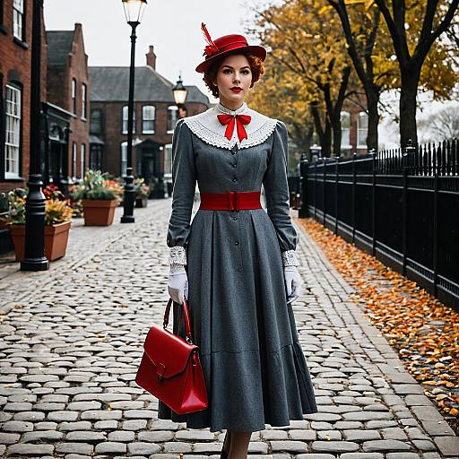 Vintage Edwardian Woman in Mary Poppins Inspired Costume